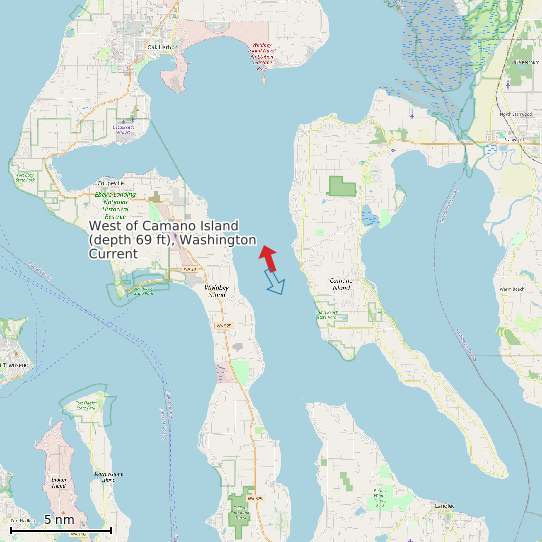 Map of West of Camano Island (depth 69 ft), Washington Current Prediction Station