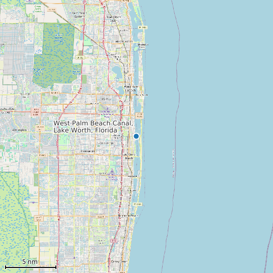 Map of West Palm Beach Canal, Lake Worth, Florida Tide Prediction Station