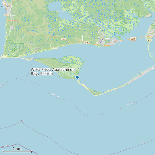Map of West Pass, Apalachicola Bay, Florida Tide Prediction Station