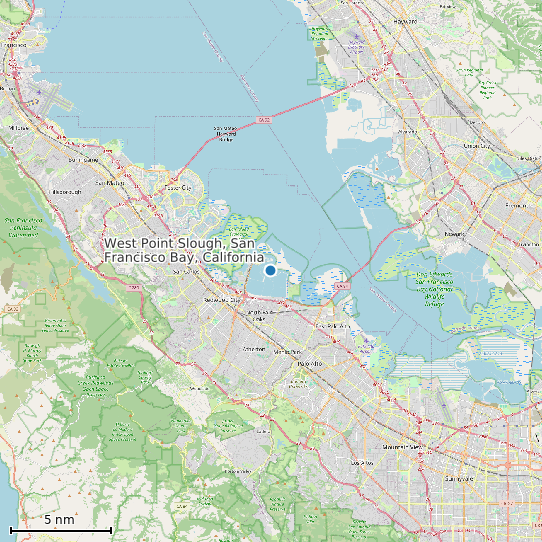 Map of West Point Slough, San Francisco Bay, California Tide Prediction Station