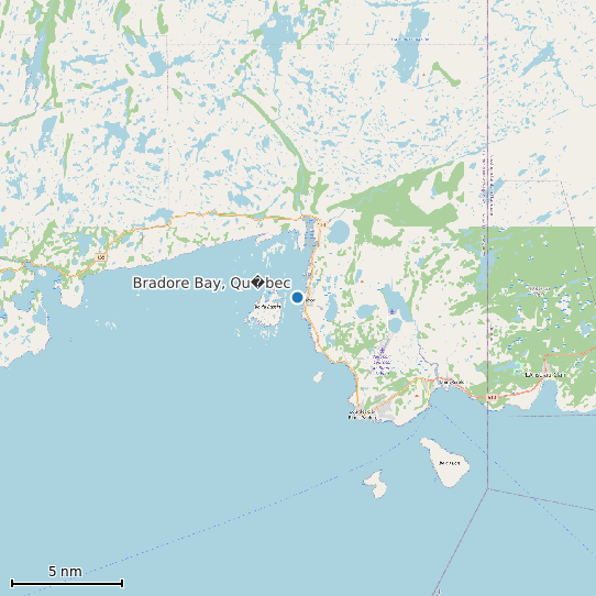 Map of Bradore Bay, Qu�bec Tide Prediction Station