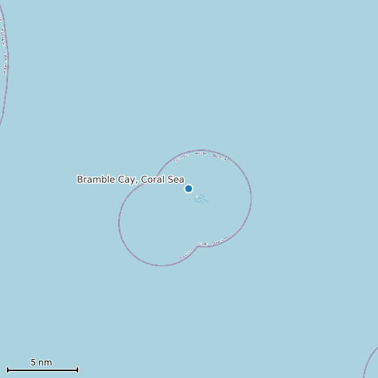 Map of Bramble Cay, Coral Sea Tide Prediction Station