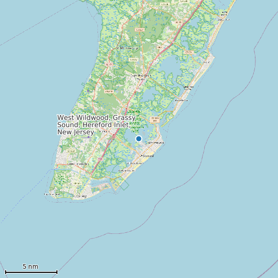 Map of West Wildwood, Grassy Sound, Hereford Inlet, New Jersey Tide Prediction Station