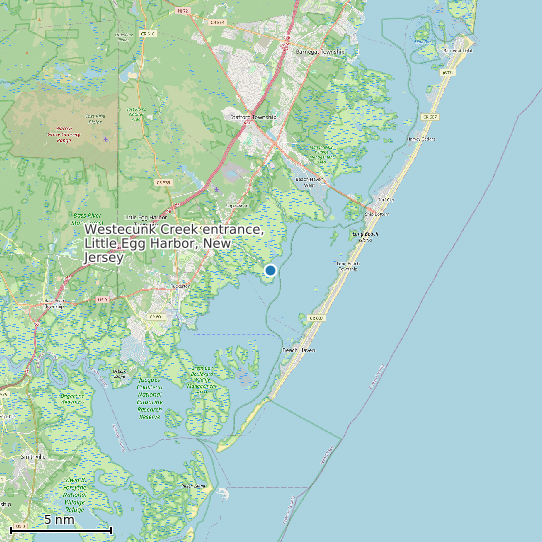 Map of Westecunk Creek entrance, Little Egg Harbor, New Jersey Tide Prediction Station