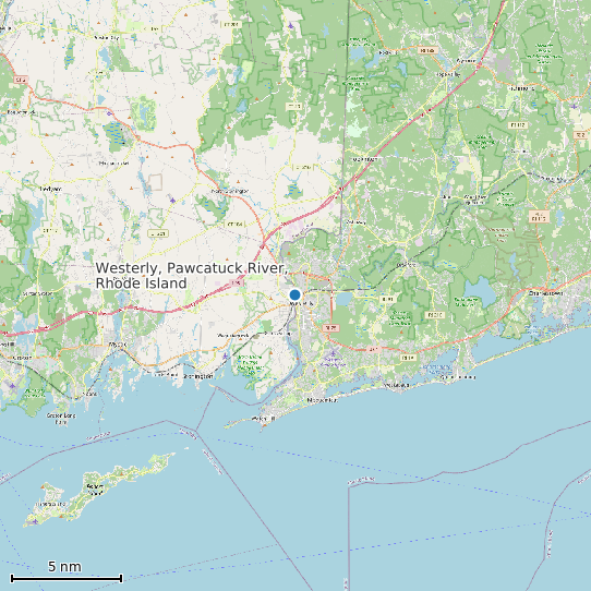 Map of Westerly, Pawcatuck River, Rhode Island Tide Prediction Station