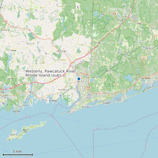 Map of Westerly, Pawcatuck River, Rhode Island (sub) Tide Prediction Station