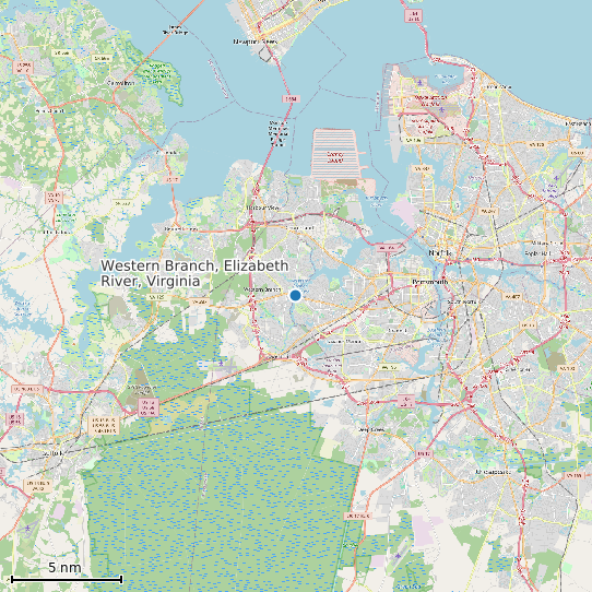 Map of Western Branch, Elizabeth River, Virginia Tide Prediction Station