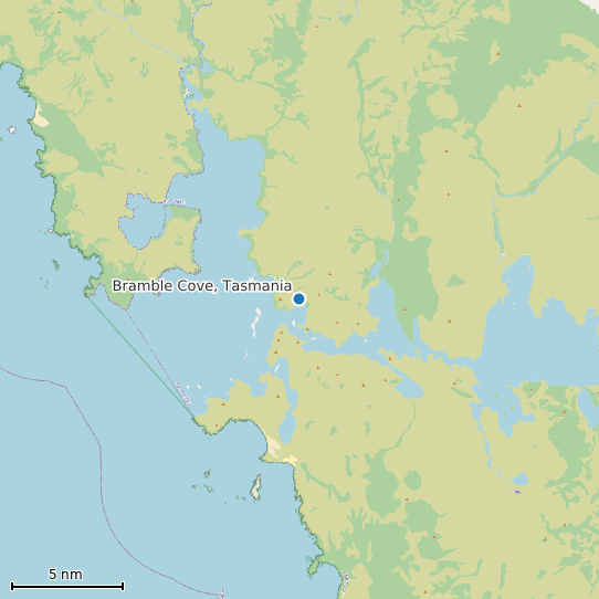 Map of Bramble Cove, Tasmania Tide Prediction Station
