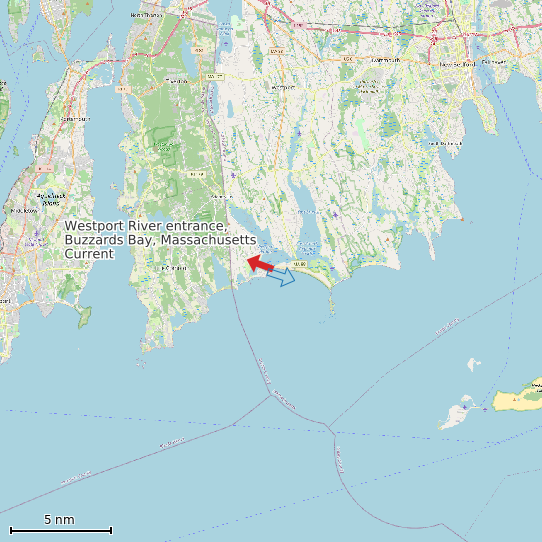 Map of Westport River entrance, Buzzards Bay, Massachusetts Current Prediction Station