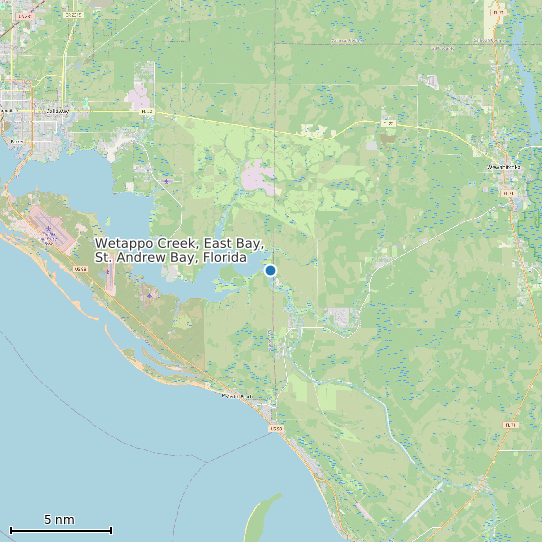 Map of Wetappo Creek, East Bay, St. Andrew Bay, Florida Tide Prediction Station