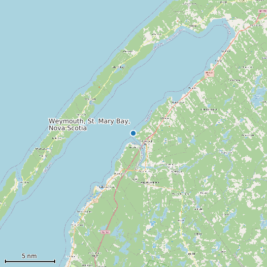 Map of Weymouth, St. Mary Bay, Nova Scotia Tide Prediction Station