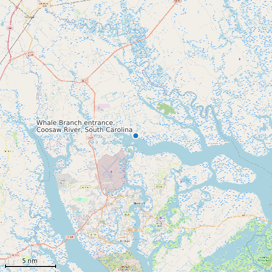 Map of Whale Branch entrance, Coosaw River, South Carolina Tide Prediction Station