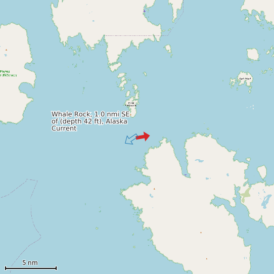 Map of Whale Rock, 1.0 nmi SE of (depth 42 ft), Alaska Current Prediction Station