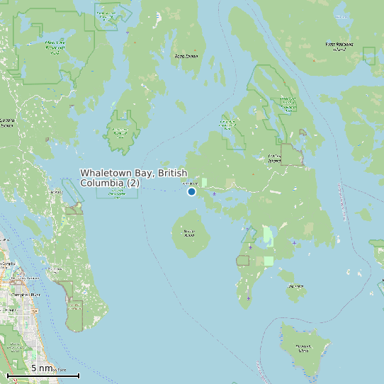Map of Whaletown Bay, British Columbia (2) Tide Prediction Station