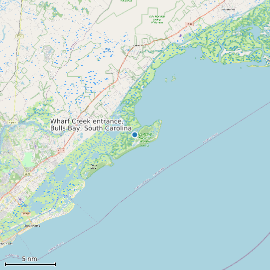 Map of Wharf Creek entrance, Bulls Bay, South Carolina Tide Prediction Station