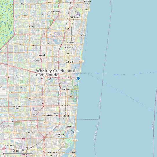 Map of Whiskey Creek, north end, Florida Tide Prediction Station