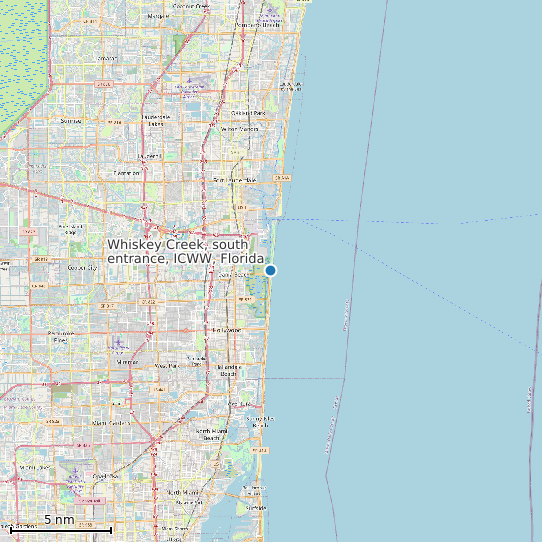 Map of Whiskey Creek, south entrance, ICWW, Florida Tide Prediction Station