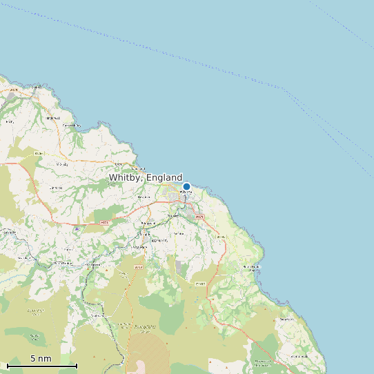Map of Whitby, England Tide Prediction Station
