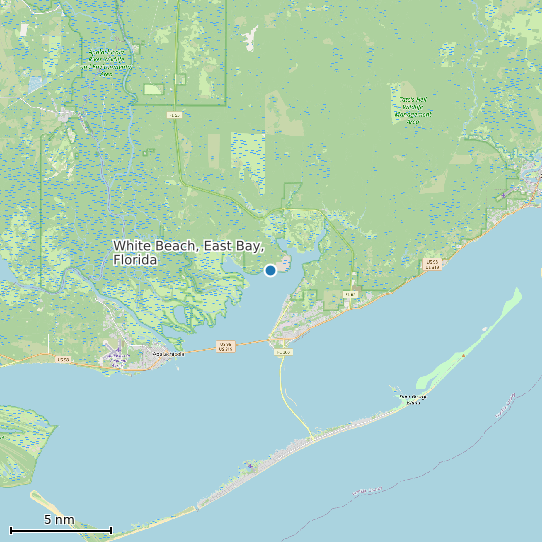 Map of White Beach, East Bay, Florida Tide Prediction Station