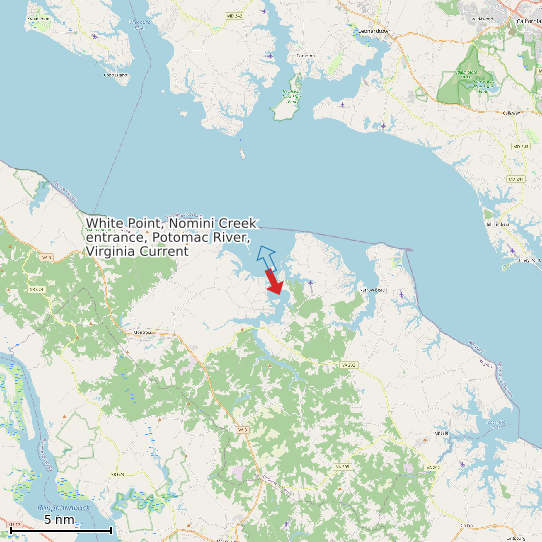 Map of White Point, Nomini Creek entrance, Potomac River, Virginia Current Prediction Station