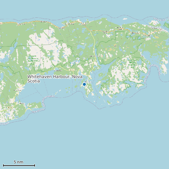 Map of Whitehaven Harbour, Nova Scotia Tide Prediction Station