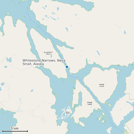 Map of Whitestone Narrows, Neva Strait, Alaska Tide Prediction Station