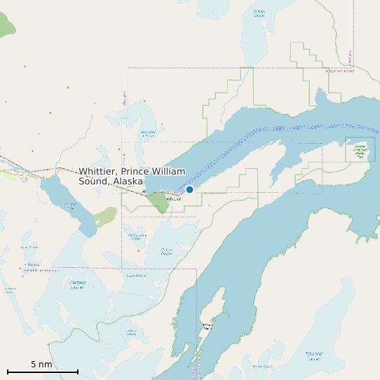 Map of Whittier, Prince William Sound, Alaska Tide Prediction Station