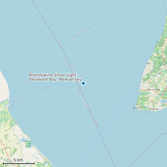 Map of Brandywine Shoal Light, Delaware Bay, New Jersey Tide Prediction Station