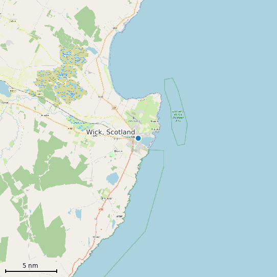 Map of Wick, Scotland Tide Prediction Station