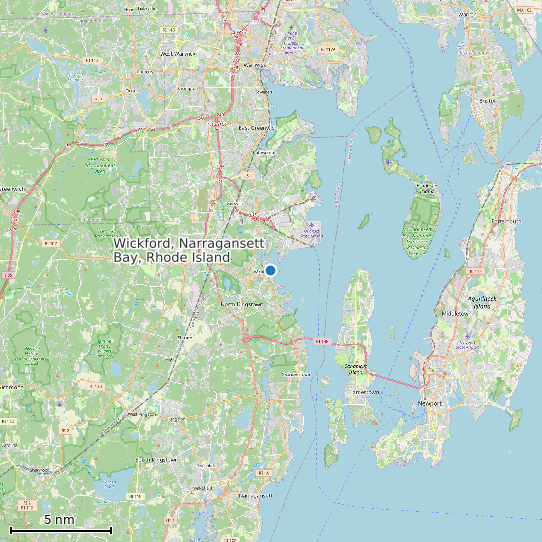 Map of Wickford, Narragansett Bay, Rhode Island Tide Prediction Station