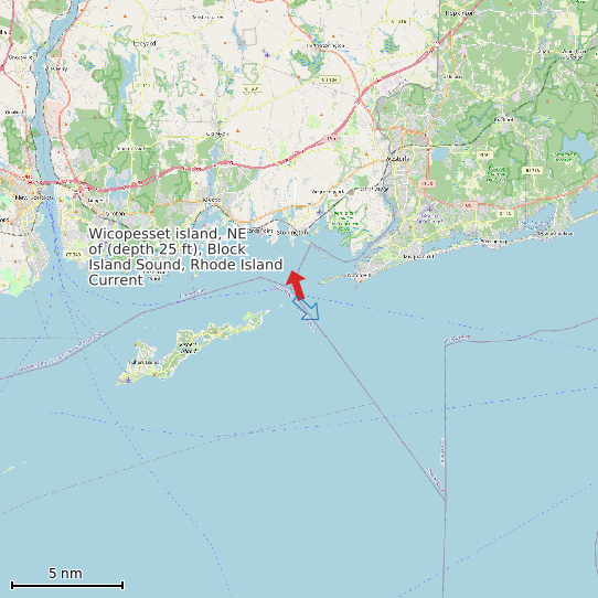 Map of Wicopesset island, NE of (depth 25 ft), Block Island Sound, Rhode Island Current Prediction Station