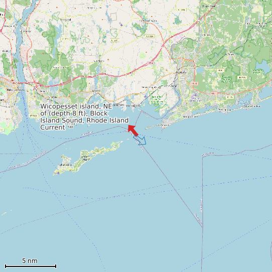 Map of Wicopesset island, NE of (depth 8 ft), Block Island Sound, Rhode Island Current Prediction Station