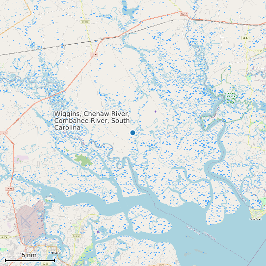Map of Wiggins, Chehaw River, Combahee River, South Carolina Tide Prediction Station