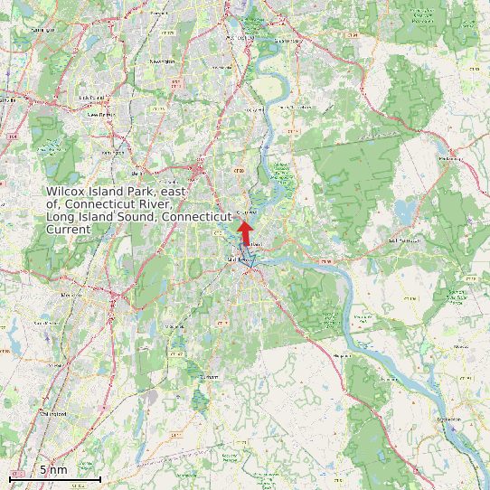Map of Wilcox Island Park, east of, Connecticut River, Long Island Sound, Connecticut Current Prediction Station