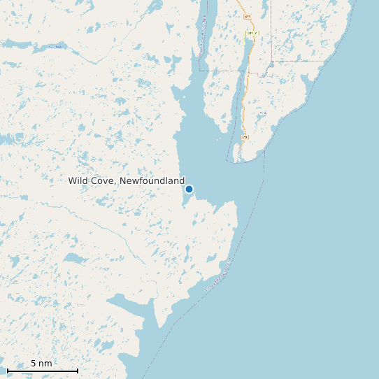 Map of Wild Cove, Newfoundland Tide Prediction Station