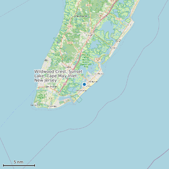 Map of Wildwood Crest, Sunset Lake, Cape May Inlet, New Jersey Tide Prediction Station