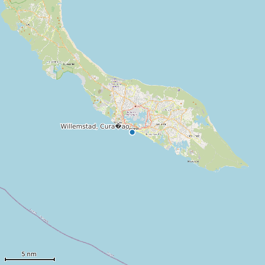 Map of Willemstad, Cura�ao Tide Prediction Station