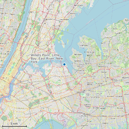 Map of Willets Point, Little Bay, East River, New York Tide Prediction Station