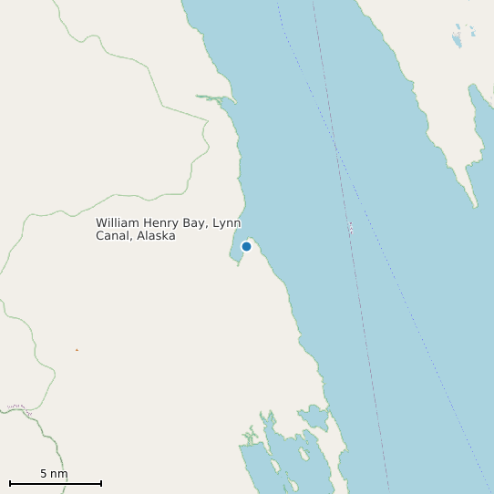 Map of William Henry Bay, Lynn Canal, Alaska Tide Prediction Station