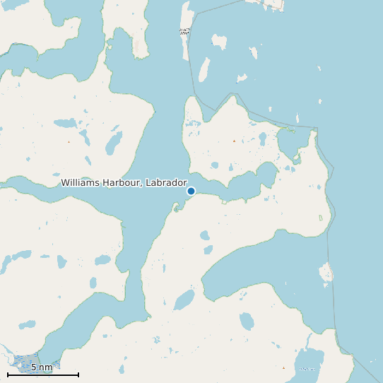 Map of Williams Harbour, Labrador Tide Prediction Station