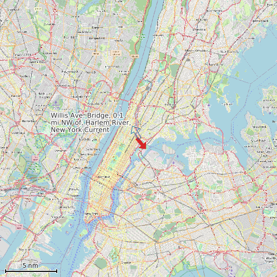 Map of Willis Ave. Bridge, 0.1 mi NW of, Harlem River, New York Current Prediction Station