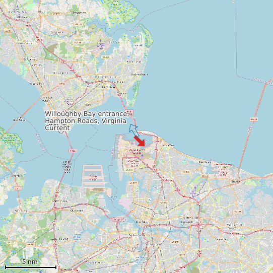 Map of Willoughby Bay entrance, Hampton Roads, Virginia Current Prediction Station
