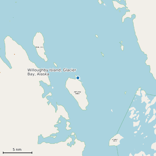 Map of Willoughby Island, Glacier Bay, Alaska Tide Prediction Station