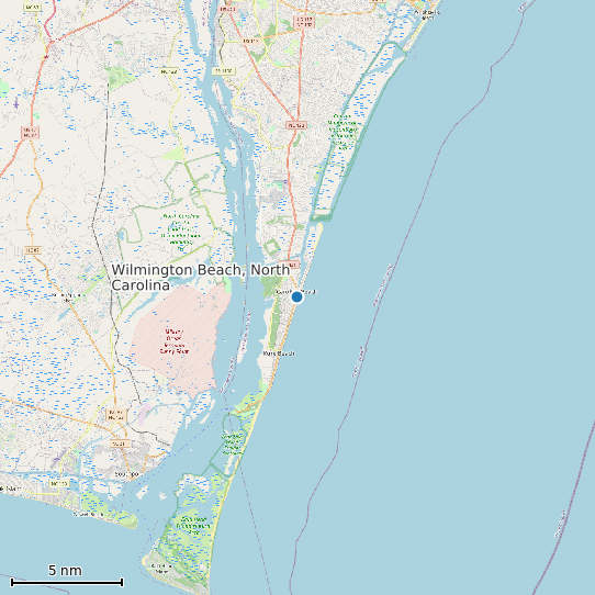 Map of Wilmington Beach, North Carolina Tide Prediction Station