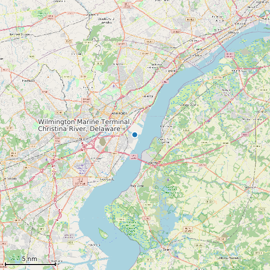 Map of Wilmington Marine Terminal, Christina River, Delaware Tide Prediction Station