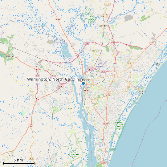 Map of Wilmington, North Carolina Tide Prediction Station