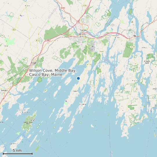 Map of Wilson Cove, Middle Bay, Casco Bay, Maine Tide Prediction Station