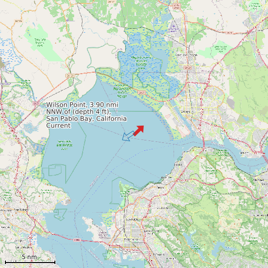 Map of Wilson Point, 3.90 nmi NNW of (depth 4 ft), San Pablo Bay, California Current Prediction Station