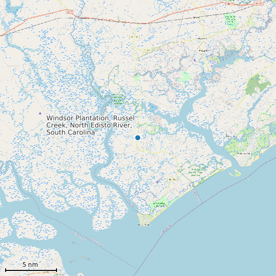 Map of Windsor Plantation, Russel Creek, North Edisto River, South Carolina Tide Prediction Station