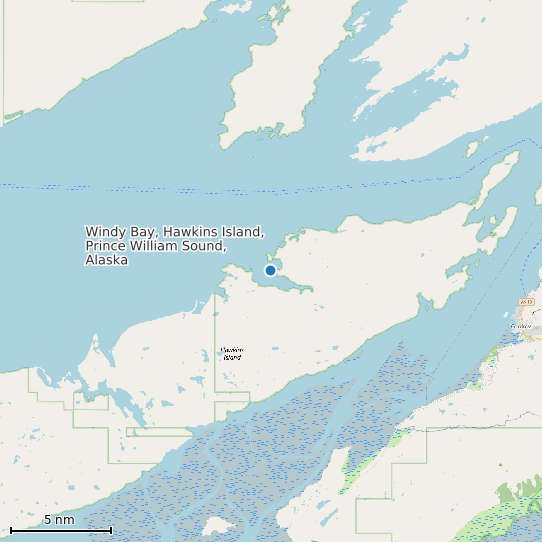 Map of Windy Bay, Hawkins Island, Prince William Sound, Alaska Tide Prediction Station